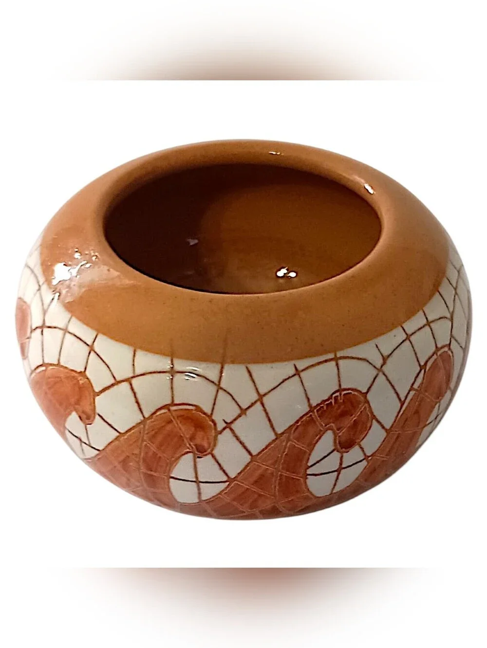 MINI Tile Affect Bowl Vase Mosaic Pottery Handmade Miniature Wave Design Glazed - Picture 9 of 16